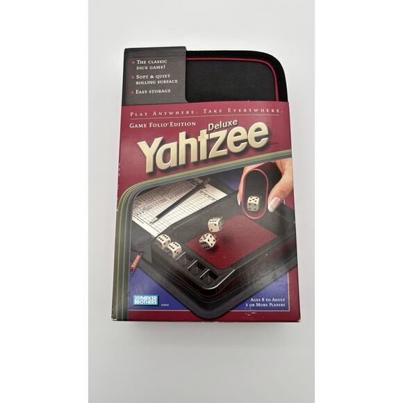 Deluxe Yahtzee Game FOLIO Edition Portable Travel Dice Game w/ Zipper Case NEW